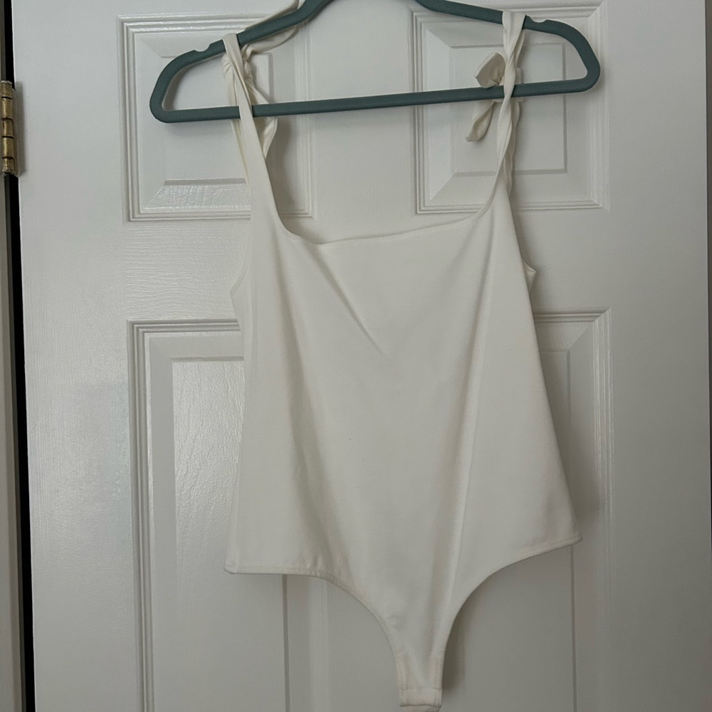 White Tie-Strap Bodysuit